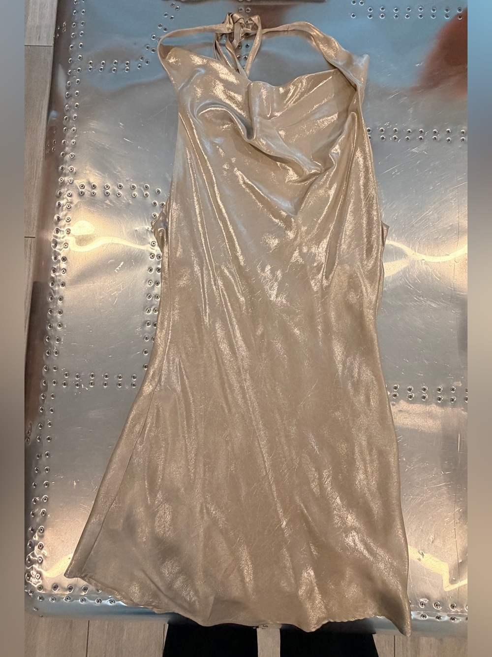 Zara Shimmery Gold Strapless Slip Dress